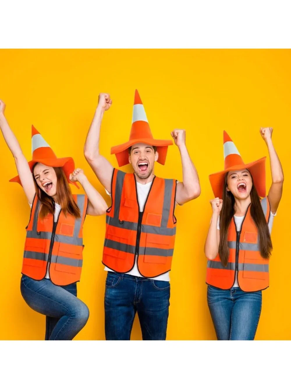 9 Pcs Traffic Cone Costume Set for Halloween, Construction Worker Outfit